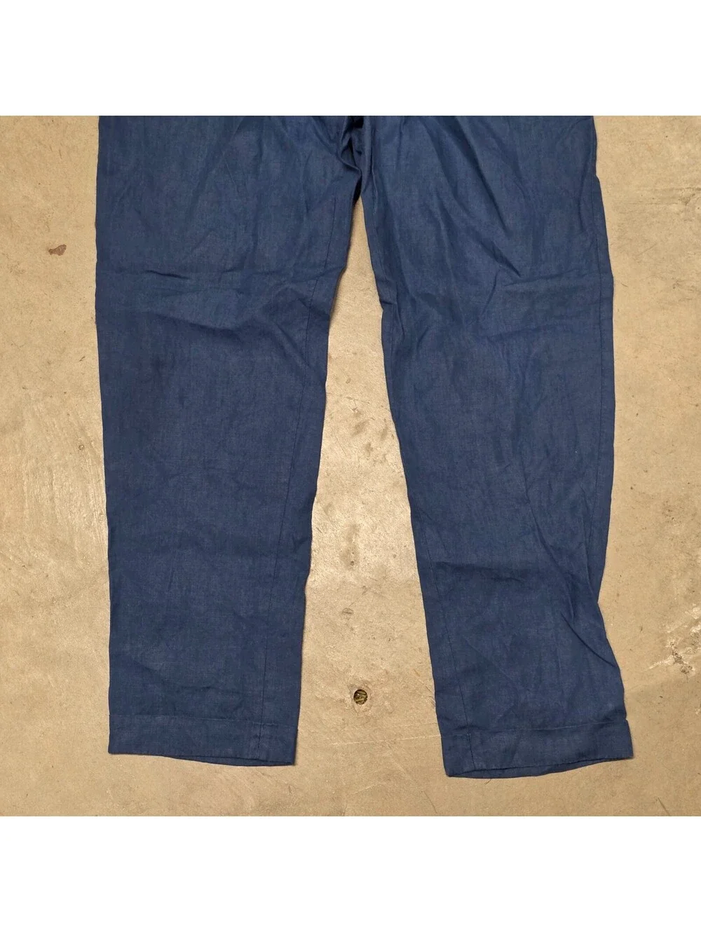 Dolce & Gabbana Men Blue Pleated mens 100% Linen flax Pants SZ 50 33x26